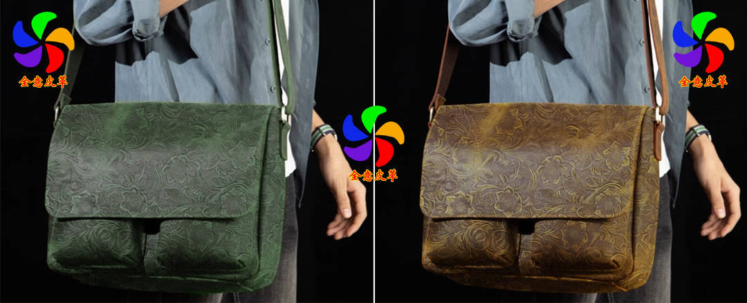 唐草纹疯马牛皮革成品效果图